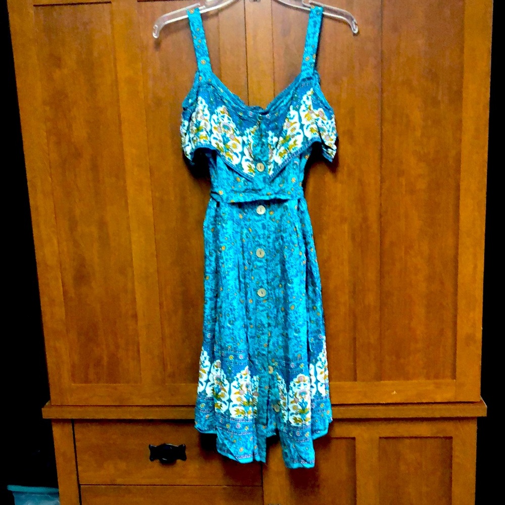 DRESSFO Green Floral Dress